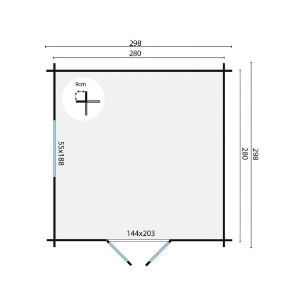 plattegrond blokhut bodine