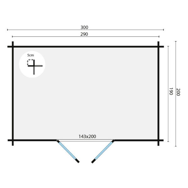 plattegrond blokhut minimodern met plat dak