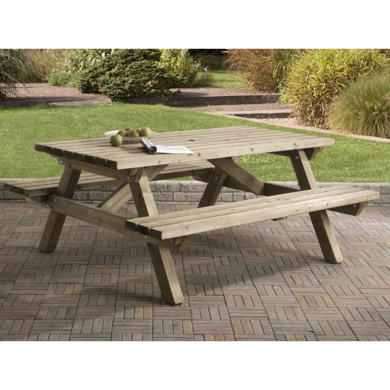 rechthoekige picknicktafel robuust 180cm - sfeer