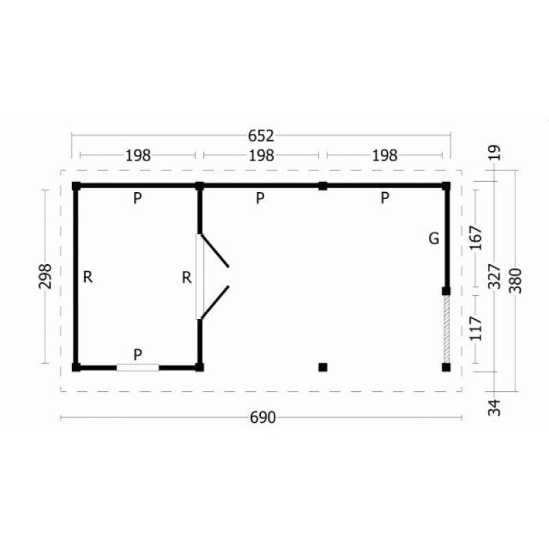 Overkapping plat dak Oslo L Type 8 Zwart 690x380cm - Afbeelding 4