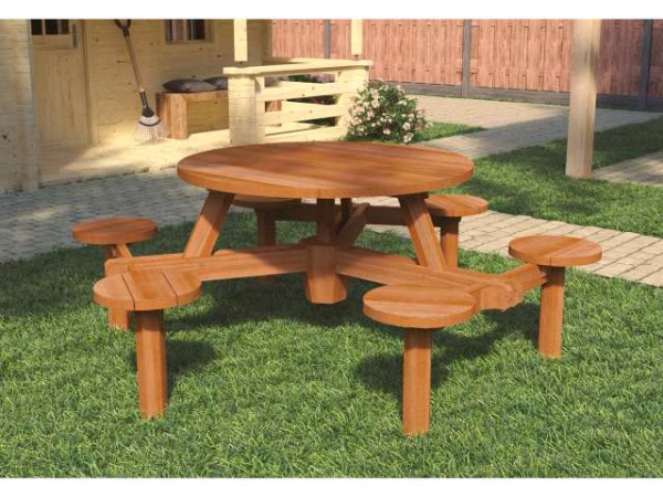 picknicktafel met losse ronde zittingen