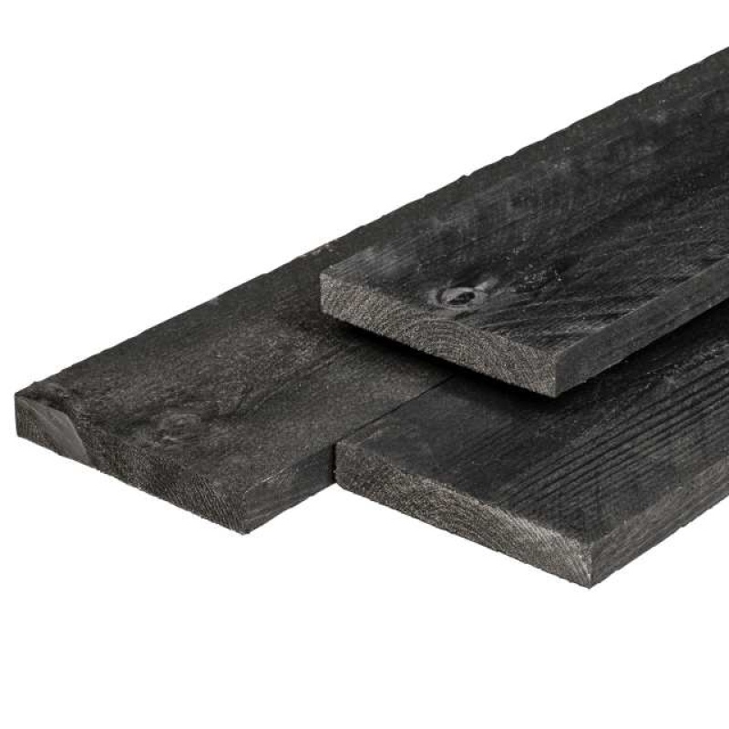 Steigerplank zwart gespoten vuren 29x190mm