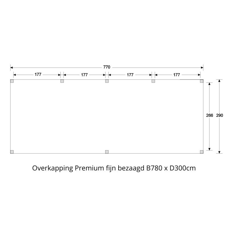 plattegrond premium ruw B780 x D300cm