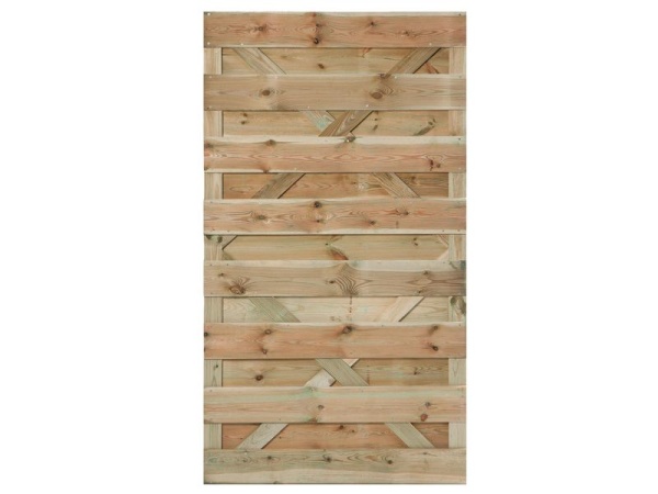 Tuindeur houten frame met horizontale planken 100x180cm