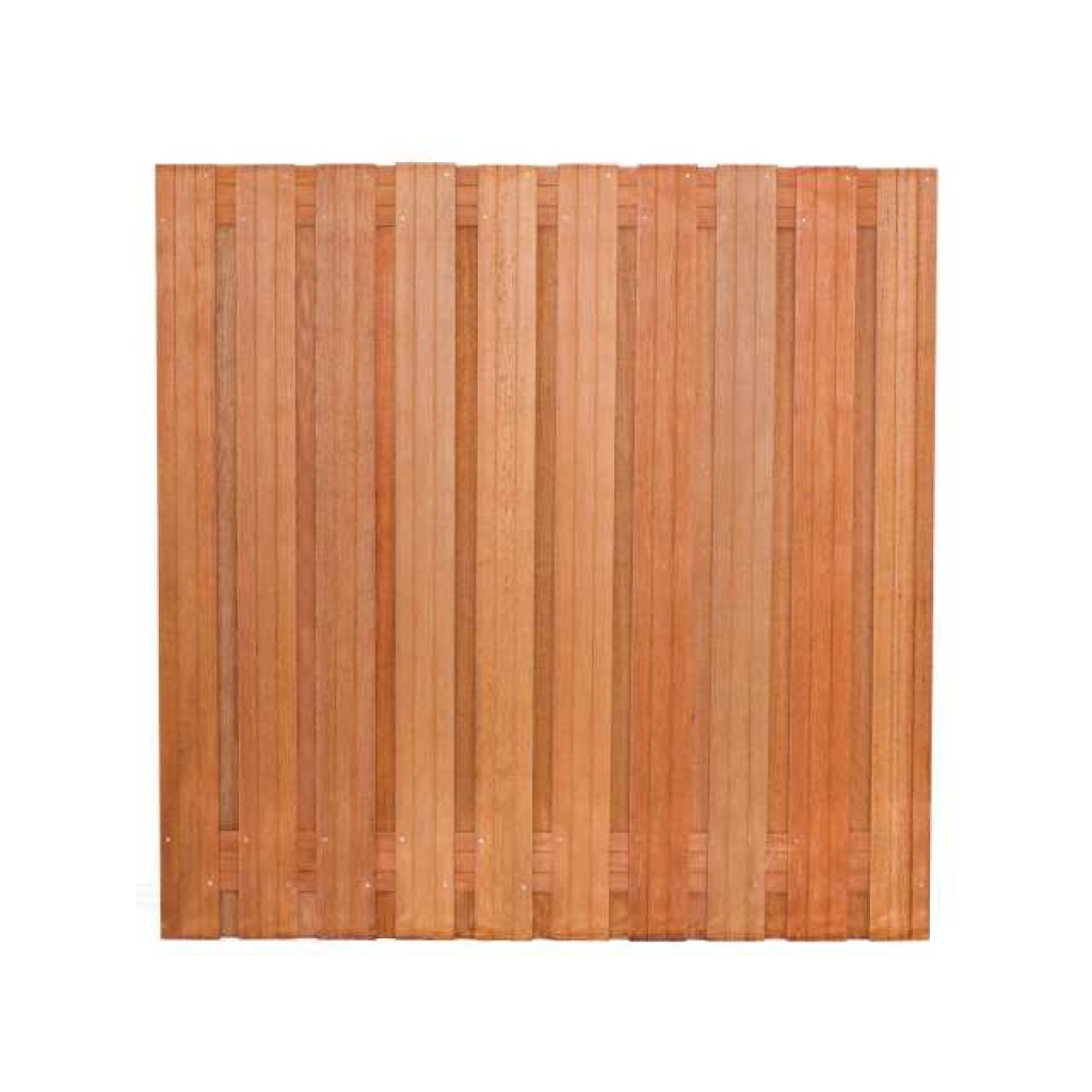Hardhouten schutting als erfafscheiding in Hoogerheide 7 Tuinscherm Hardhout 21 planks 180x180cm