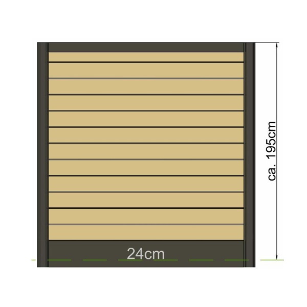 schets sleufpaal 275cm enk. gladde plaat met houten profielen