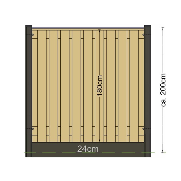 Betonpaal Antraciet half ronde kop 280cm - Afbeelding 3