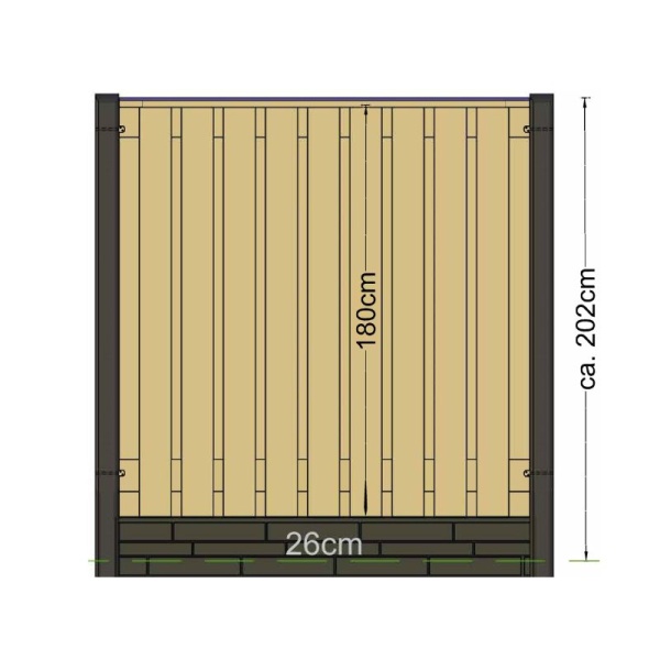 Betonpaal Antraciet half ronde kop 280cm - Afbeelding 2