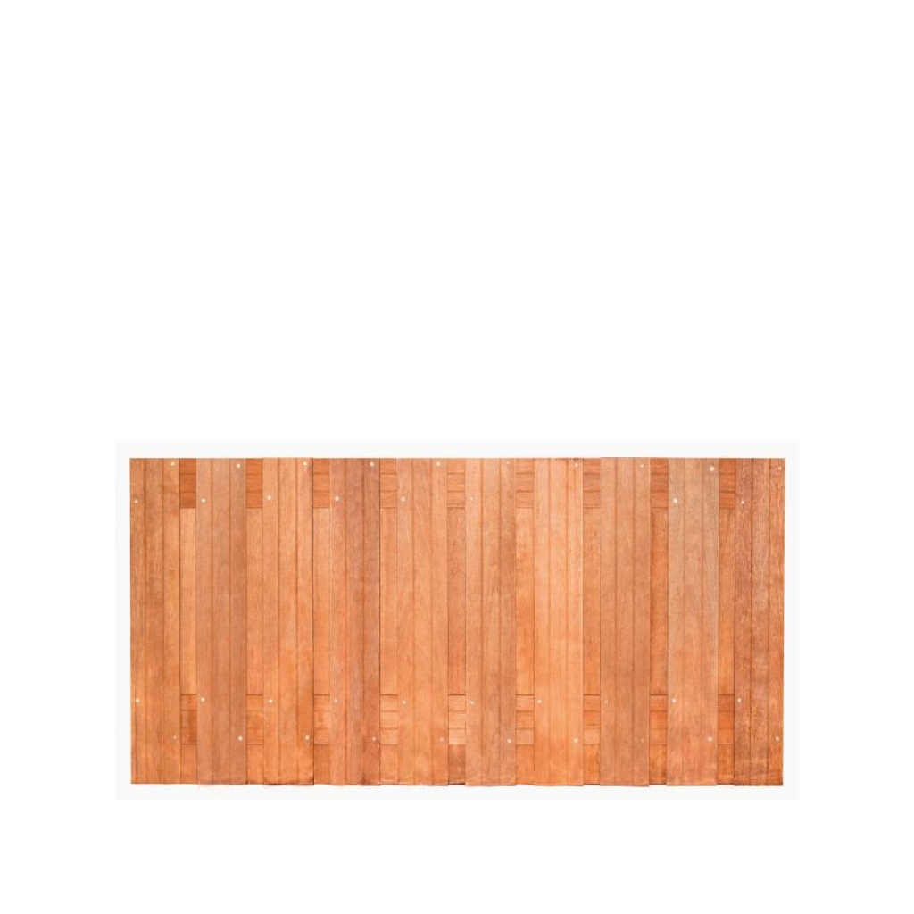 Hardhouten schutting als erfafscheiding in Hoogerheide 8 tuinscherm-hardhout-21-planks-180x90