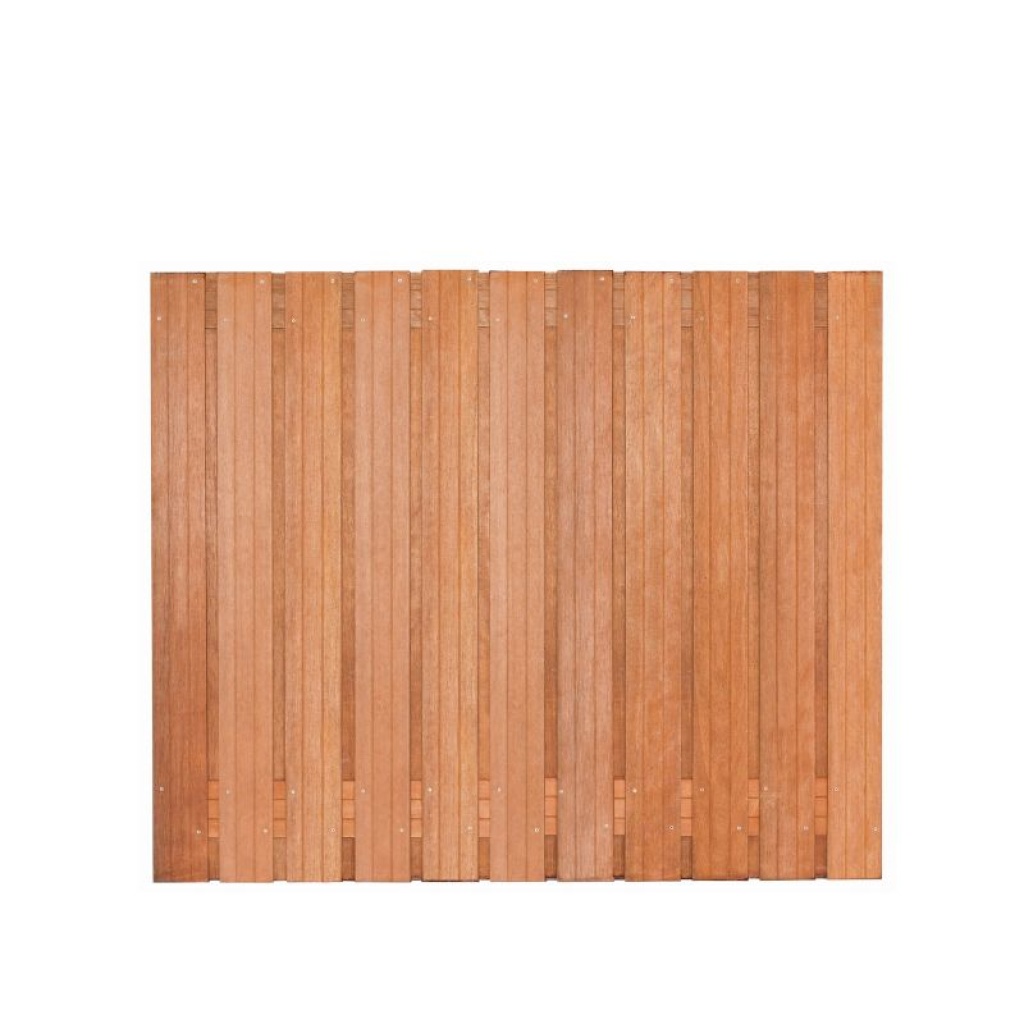 Hardhouten schutting als erfafscheiding in Hoogerheide 10 tuinscherm-hardhout-23-planks-180x150