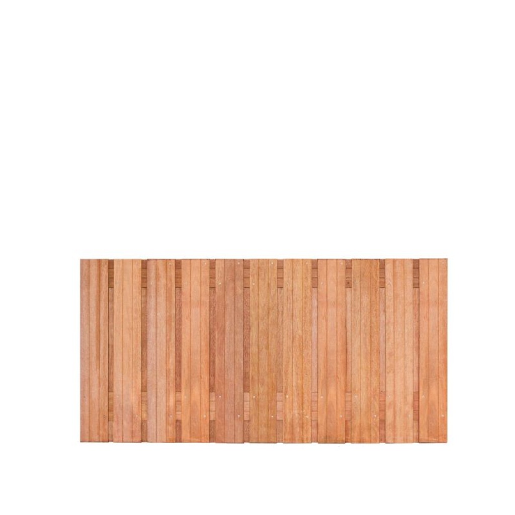 Hardhouten schutting als erfafscheiding in Hoogerheide 12 tuinscherm-hardhout-23-planks-180x90