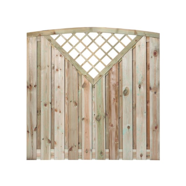 Tuinscherm Toog 21-planks met V-trellis 180x180cm