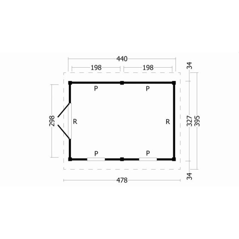 Overkapping zadeldak Hamar L Type 4 Zwart 478x395cm - Afbeelding 2