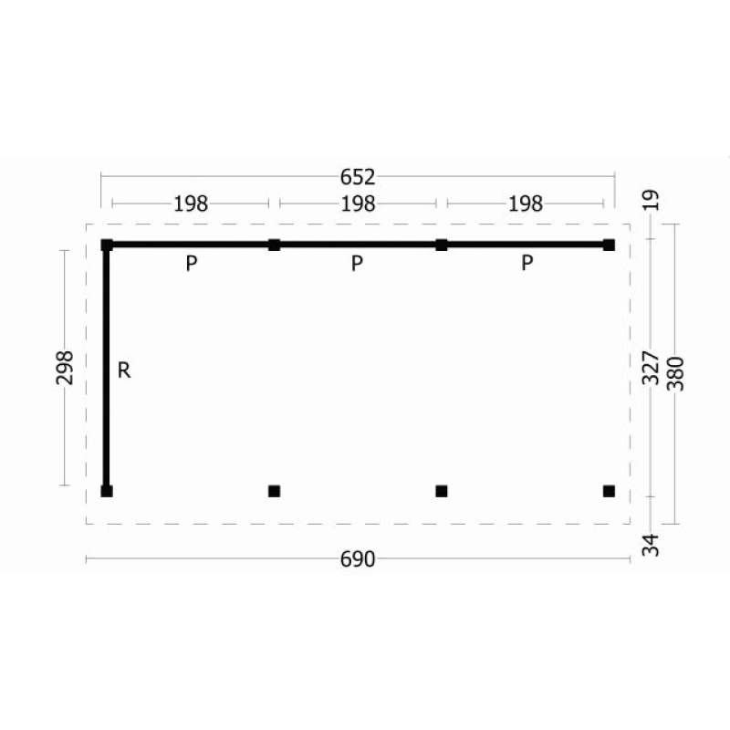 Overkapping plat dak Oslo L Type 6 690x380cm - Afbeelding 4