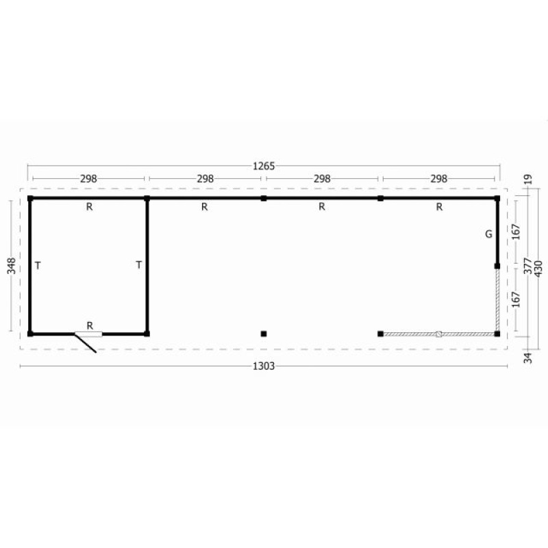 Overkapping plat dak Oslo XL Type 10 Zwart 1303x430cm - Afbeelding 2