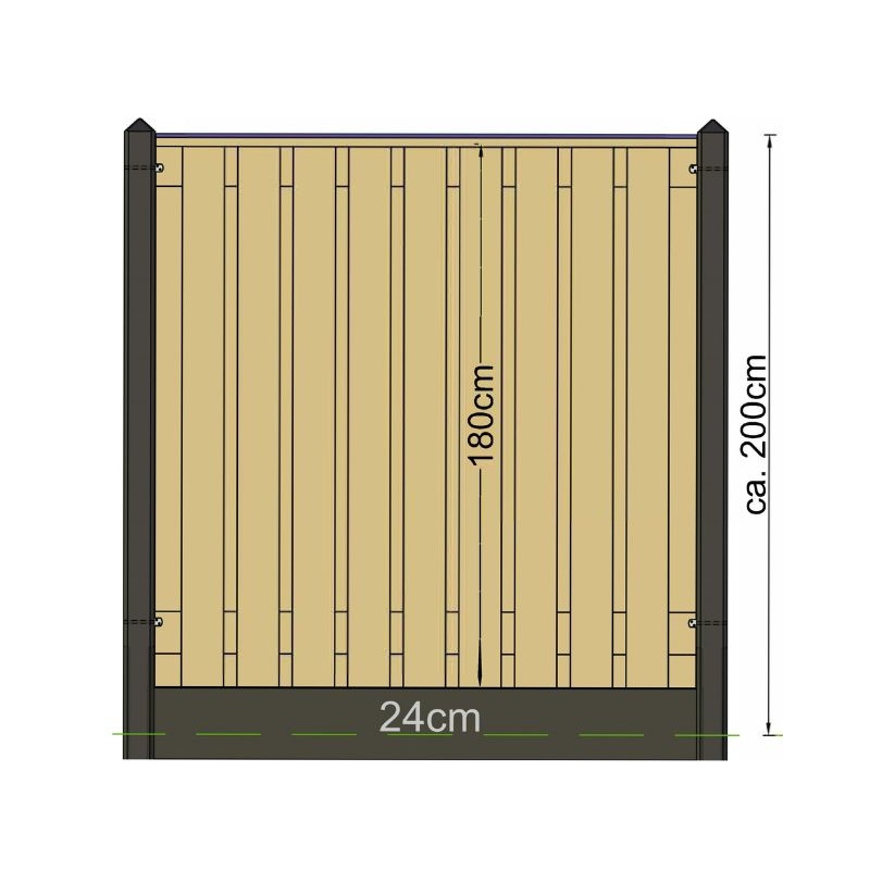 Betonpaal Hoek-model pyramide Antraciet Gecoat 280cm - Afbeelding 3