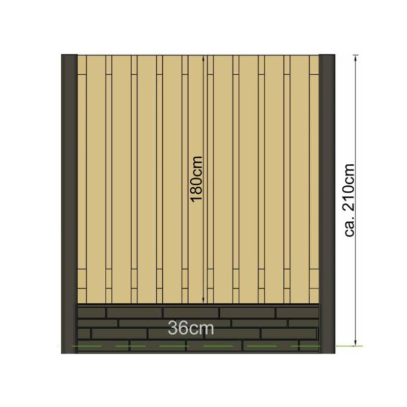 sleufpaal 280cm met tuinscher men enkele brede rotsmotiefplaat 1