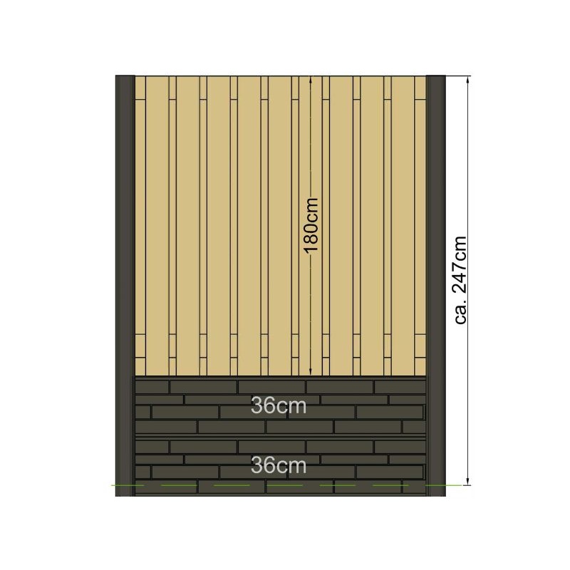 sleufpaal 316cm met tuinscherm en 2 brede motiefplaten 1