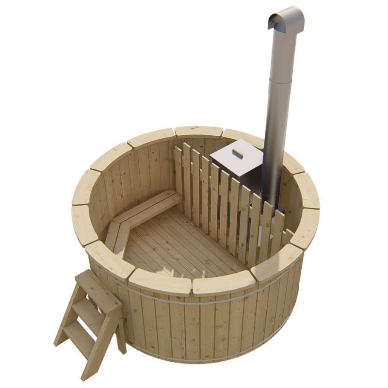 houten hottub basic houtgestookt met interne kachel - vrijstaande afbeelding