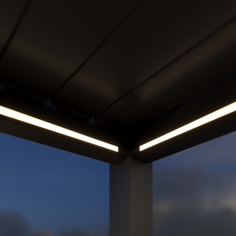 Aluminium overkapping elektrisch verstelbaar dak + led 300x300cm 4