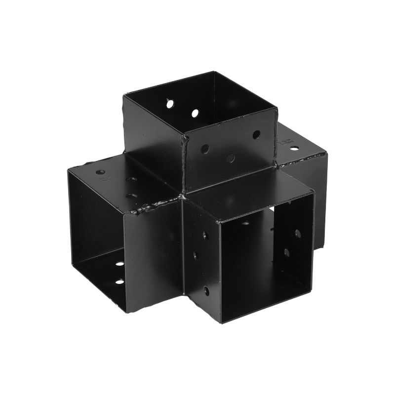 Paalverbinder 9x9 zwart 4-weg 1 Paalverbinder 9x9 zwart 4-weg