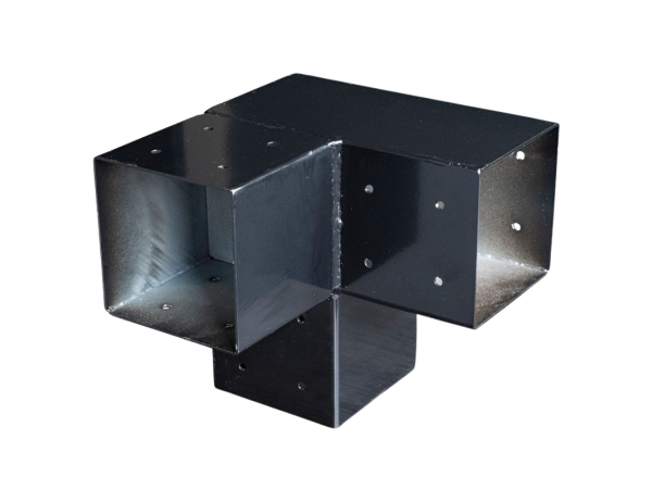 Pergola paalverbinder 3-weg hoek 15x15cm - zwart