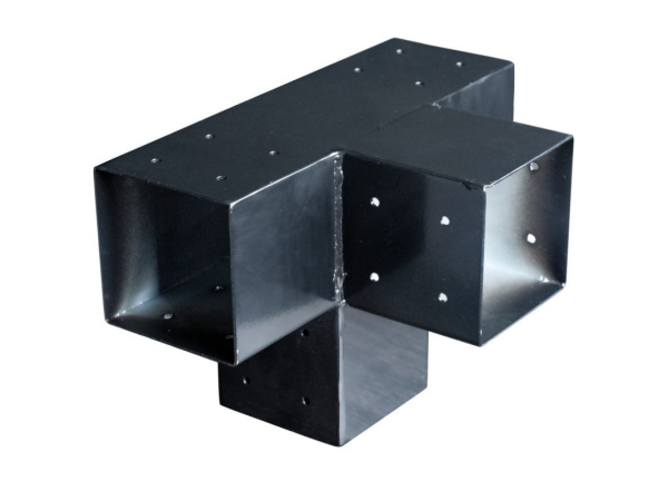 Pergola paalverbinder 4-weg T-model 15x15cm - zwart