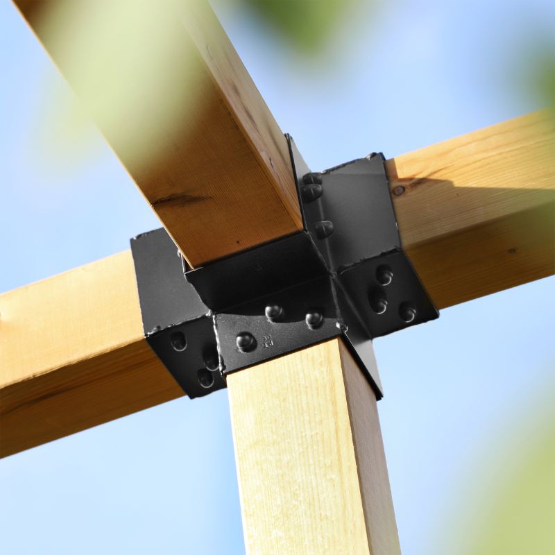 Paalverbinder 9x9 zwart 4-weg 2 Paalverbinder 9x9 zwart 4-weg - Afbeelding 2