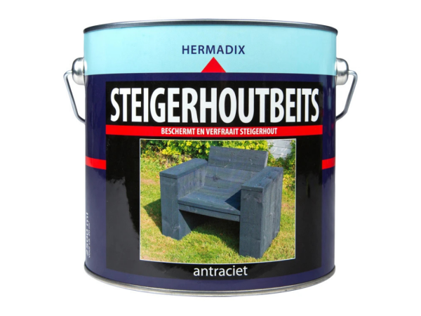 Steigerhoutbeits hermadix antraciet 2.5L