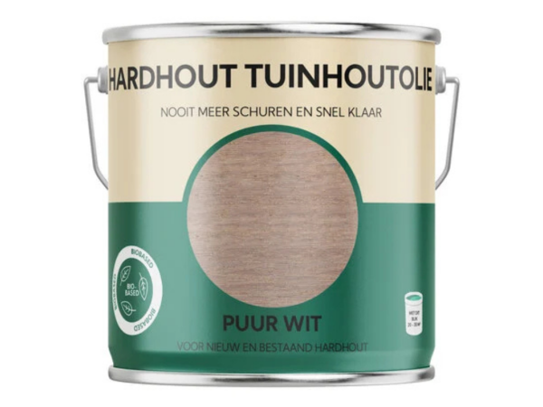 Hardhout tuinhoutolie puur wit 2.5L