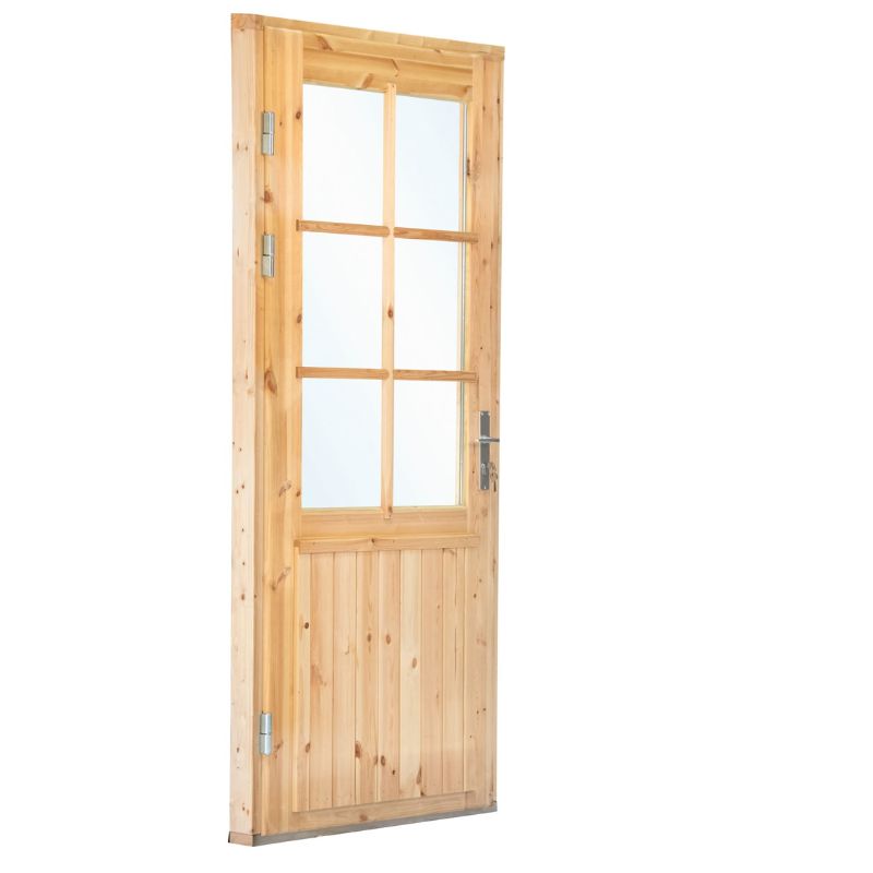 XXL vuren hout enkele glas deur 6-ruits Deluxe Links scharnierend 2 XXL vuren hout enkele glas deur 6-ruits Deluxe Links scharnierend - Afbeelding 2
