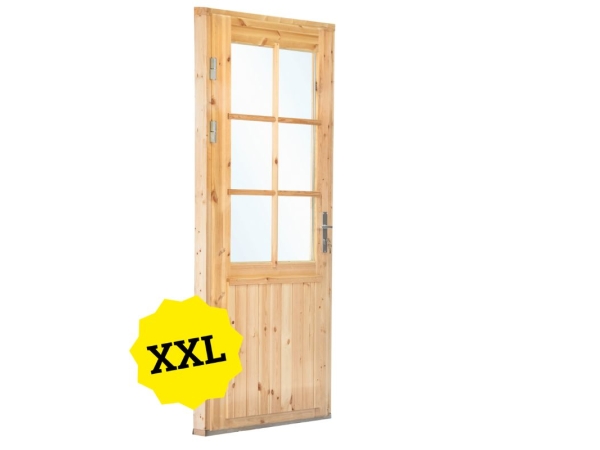 XXL vuren hout enkele glas deur 6-ruits Deluxe Rechts scharnierend