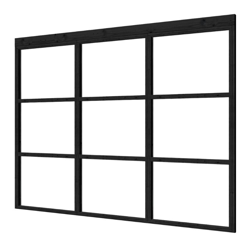 Zwarte Steellook glaswand complete set 248cm x 224cm 1 Zwart-Steellook-glaswand-3-delig.jpg
