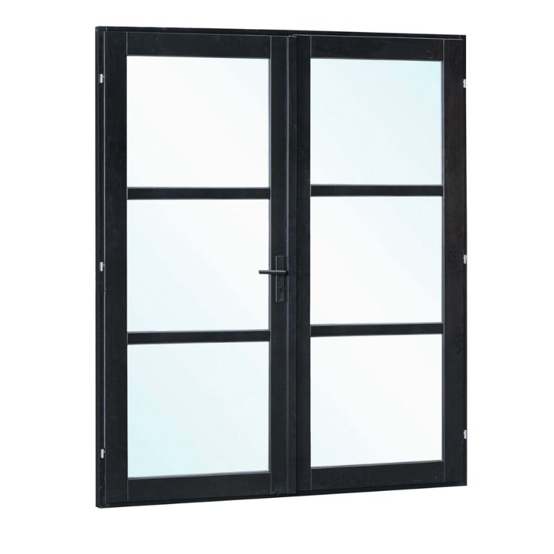 Zwarte Dubbele Steellook glasdeur 205cm x 212cm 1 Zwarte-Dubbele-Steellook-glasdeur