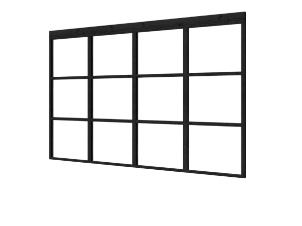 Zwarte-Steellook-Glaswand-4-delig