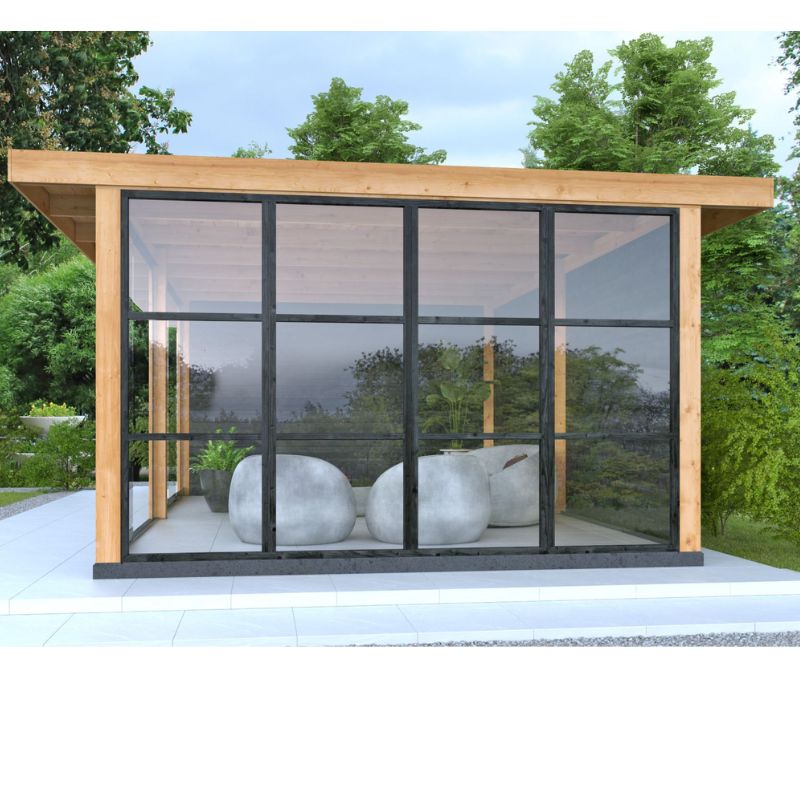 Zwarte Steellook Glaswand 4-delig complete set 330.4cm x 224cm 2 Zwarte-Steellook-Glaswand-4-delig-met-glas