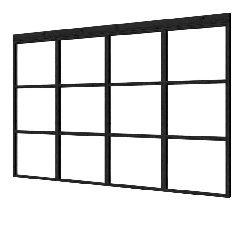 Zwarte Steellook Glaswand 4-delig complete set 330.4cm x 224cm 1 Zwarte-Steellook-Glaswand-4-delig