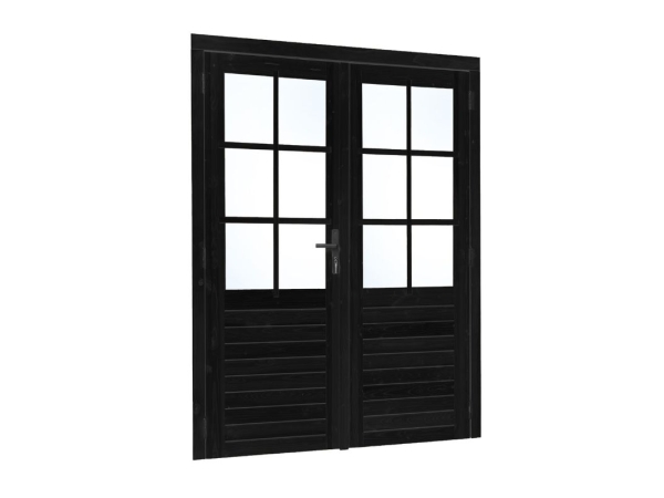 Zwarte-dubbele-glas-deur-6-ruits