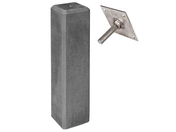 Betonpoer 14x14cm met rvs-hoogteversteller