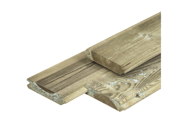 Geïmpregneerd grenen blokhutprofiel 28x125mm - 300cm